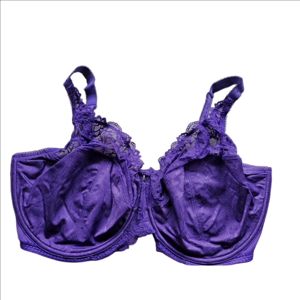 Delimira Bra Full Cover Plus Underwire Minimizer 40J Unlined Purple Lace